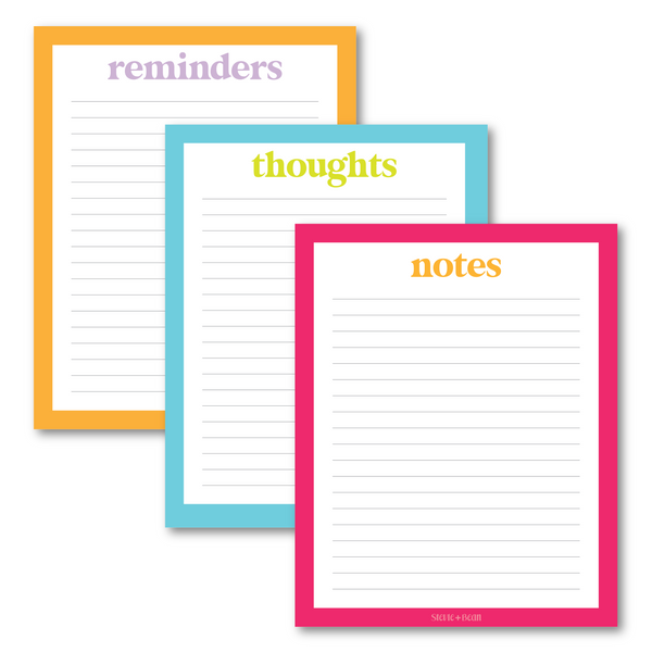 Notes, Thoughts + Reminders / 3 pack