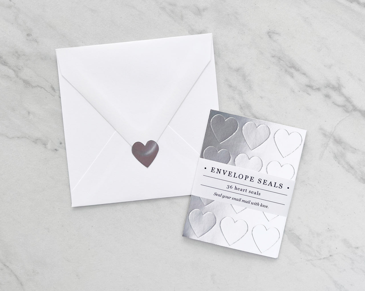 Silver Heart Envelope Seals